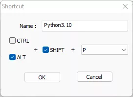Назначение шортката для запуска интерпретатора Python